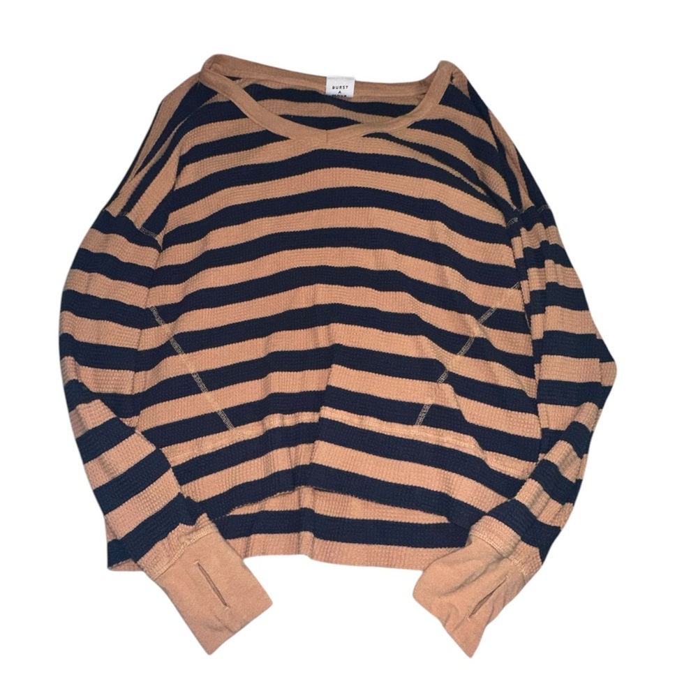 Aerie Tan and Black Striped Long Sleeve Top